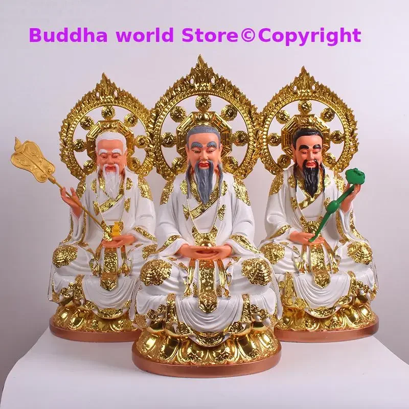 Large 50CM 3P A set HOME Shrine protection Taoism SAN QING ZUSHI YUAN SHI LING BAO TIANZUN TAI SHANG LAO JUN Buddha Gods statue