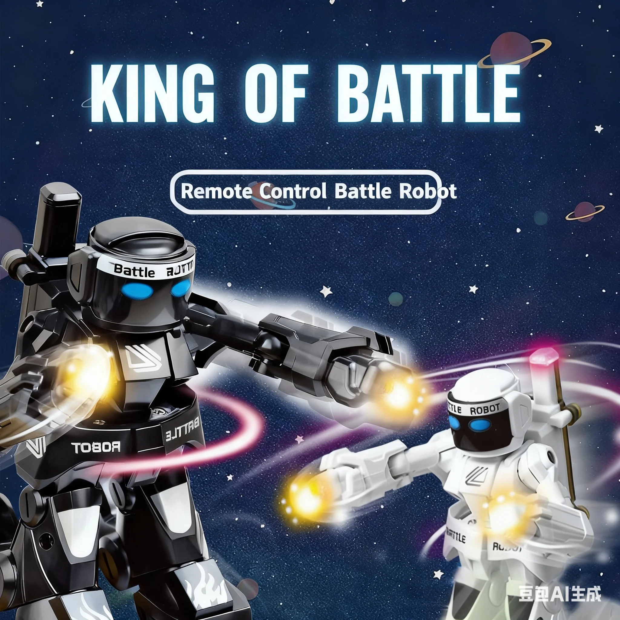 2025 Neuer RC Battle Boxing Robot, 2,4G ferngesteuerter Roboter, Lichtsoundeffekte, humanoider Kampfroboter, 2 Kontrollspielzeuge für Jungen