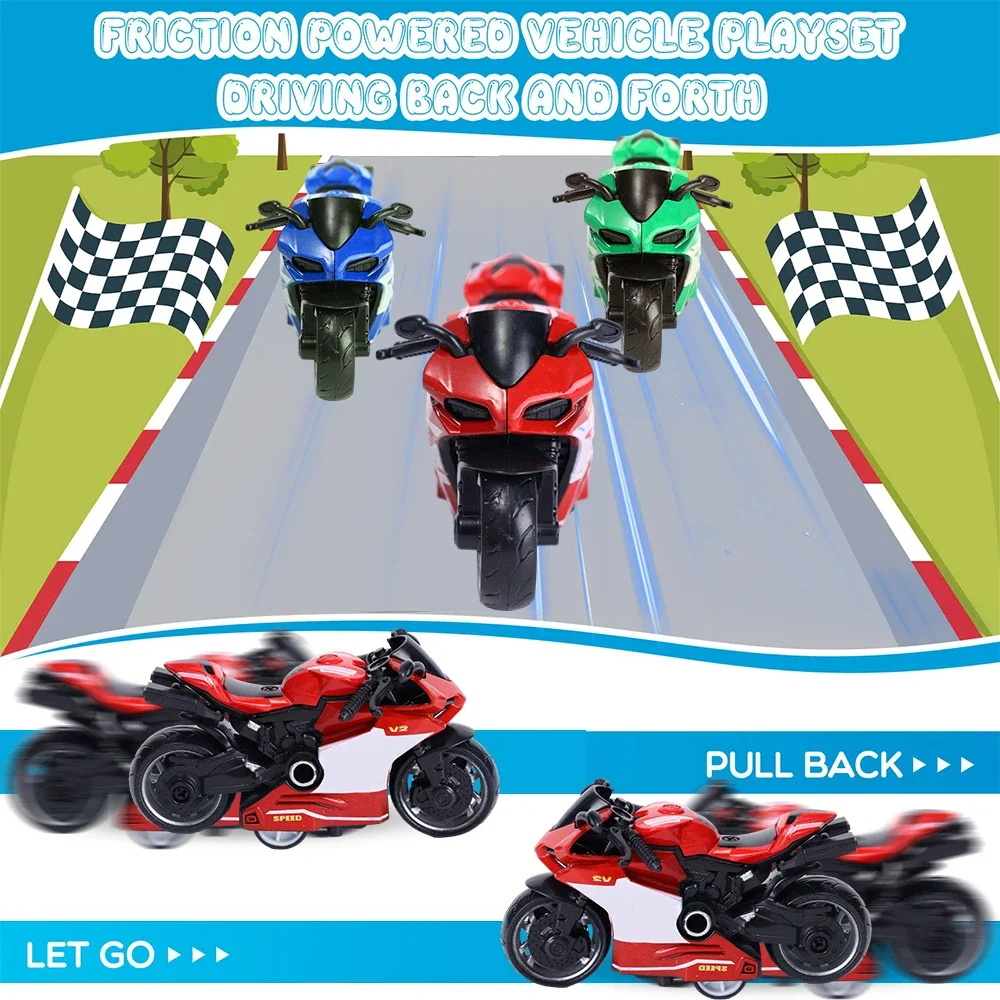 Children's Simulation Mini Alloy Motorcycle Model Toys Boys and Girls Pull Back Motorcycle Accessories Toy Racing Handmade Gifts