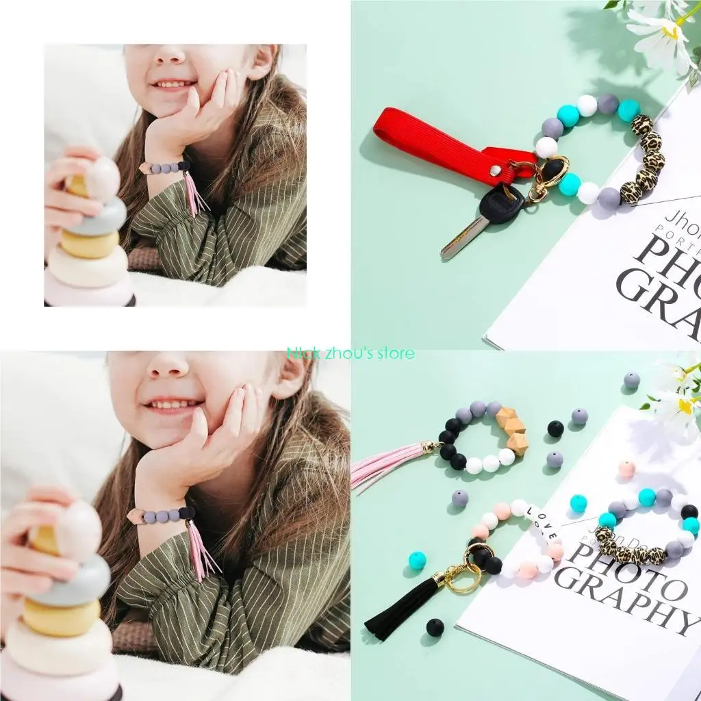 

E15E 84Pieces Silicone Bead Making Kits for Key Chain Making Kits DIY Hand Making Gad