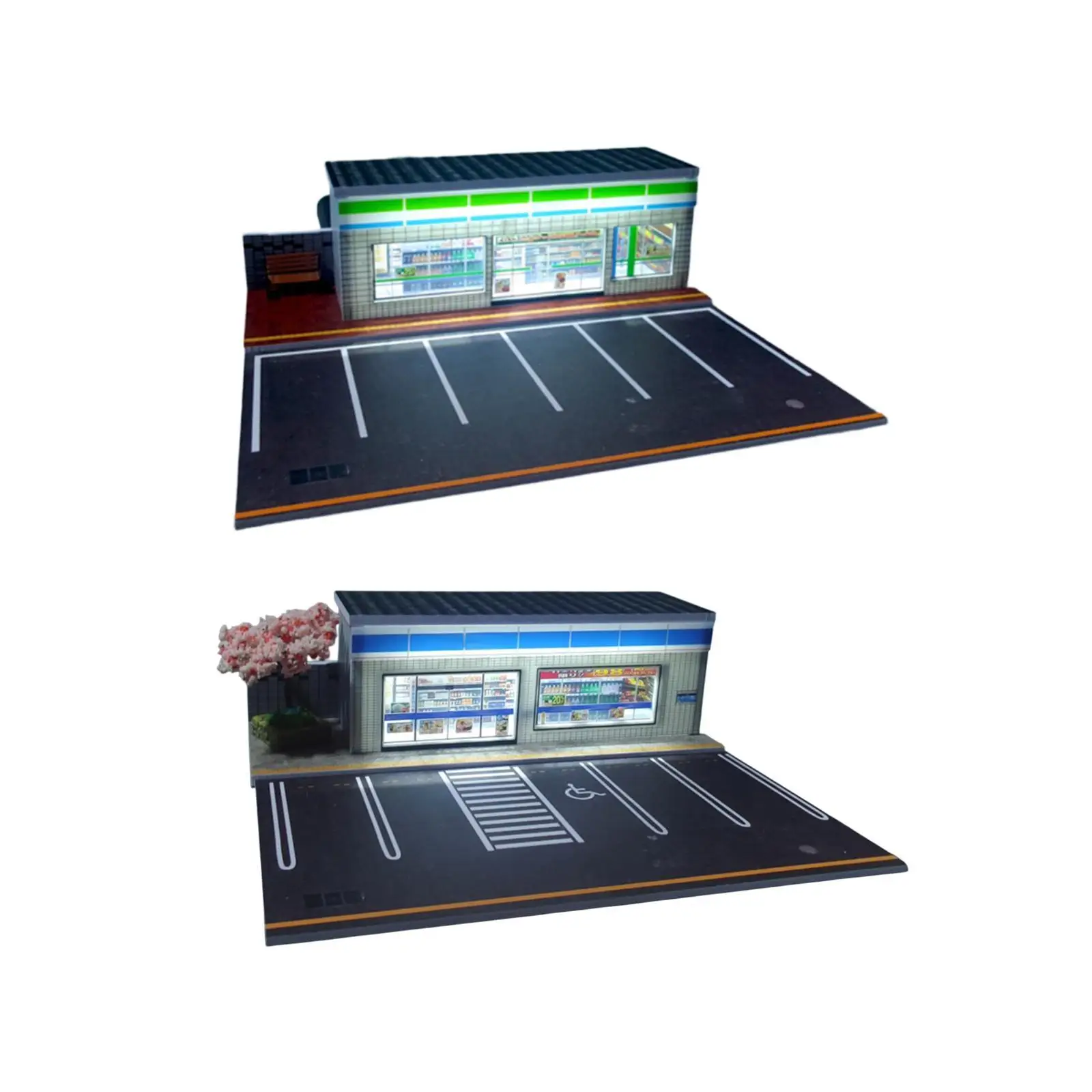 

1:64 Parking Lot with Lighting Vehicle Garage Showcase for Diecast Car Mini Dolls Action Figures Vehicle Scene Toy Accessories