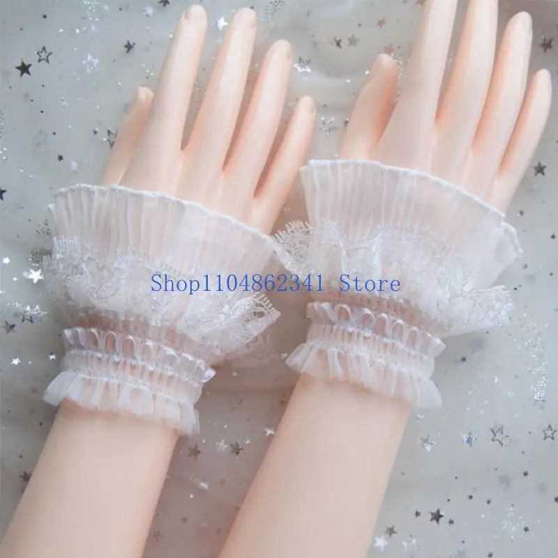 5asd Layered Lace Cuff Stretch-Armband Falsche Ärmel Handgelenksmanschetten Herbst & Winter Wilder Pullover Dekorative Ärmel