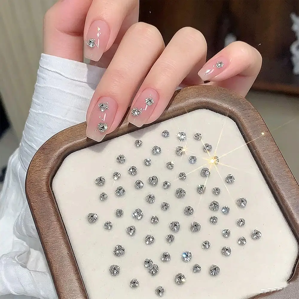 10Pcs 3D Clear K9 Nail Art Rhinestones 2-6mm Sparkle Mini Diamonds Nail Art Decorations DIY Phone Case Crafts Manicure Accessory