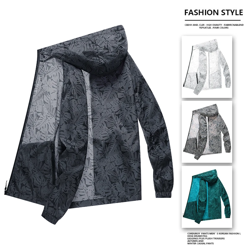 

TRAF Summer New Men's Fashion Sunscreen Clothing Large Size Loose Outdoor Fishing Clothing Casual Lightweight Waterproof Jacket