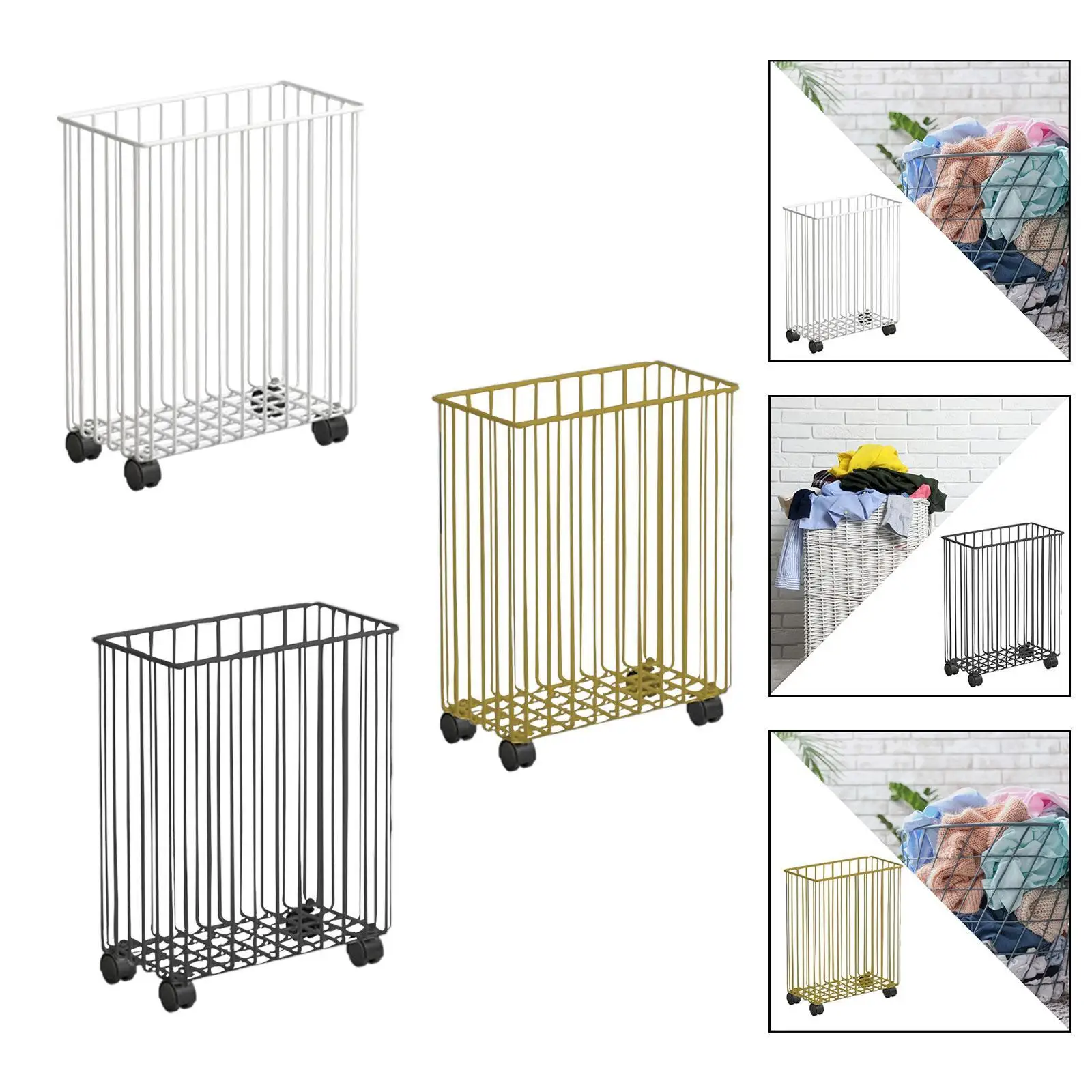 Home Gym Storage Rack Corner Storage Organizer Rolling Laundry Basket for Yoga Block Badminton Racket Dumbbells Foam Roller