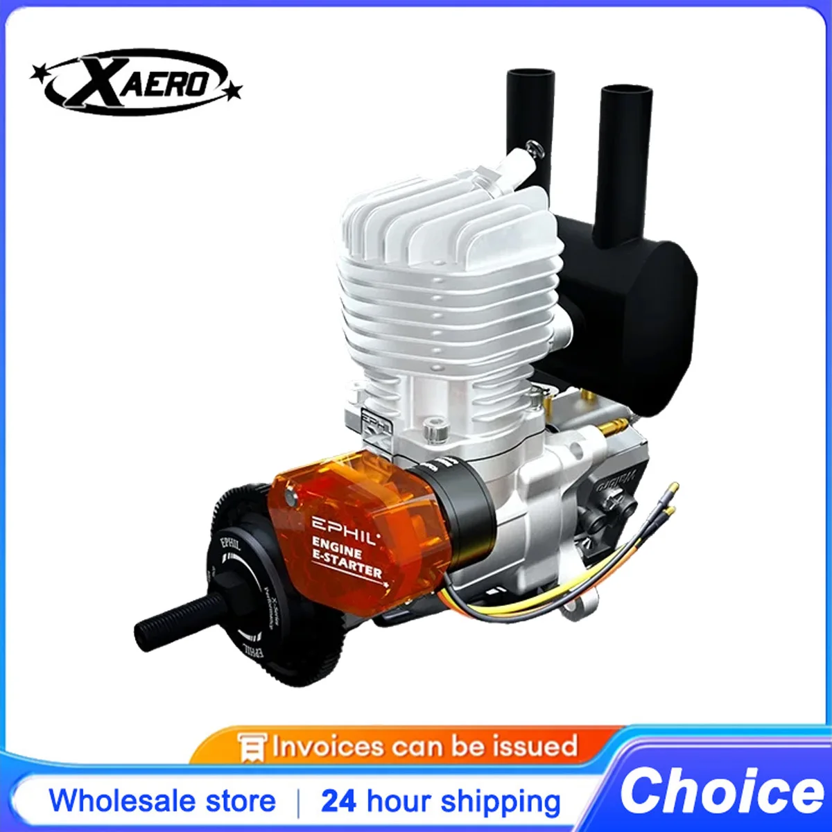 EPHIL X-20cc-R PRO Electric Start Gas Engine, 2-Stroke Rear Exhaust for RC Aircraft