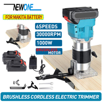 NEWONE 1000W Brushless Cordless Electric Trimmer 6 Speeds Hand Engraving Slotting Trimming Wood Router For Makita 18V Battery