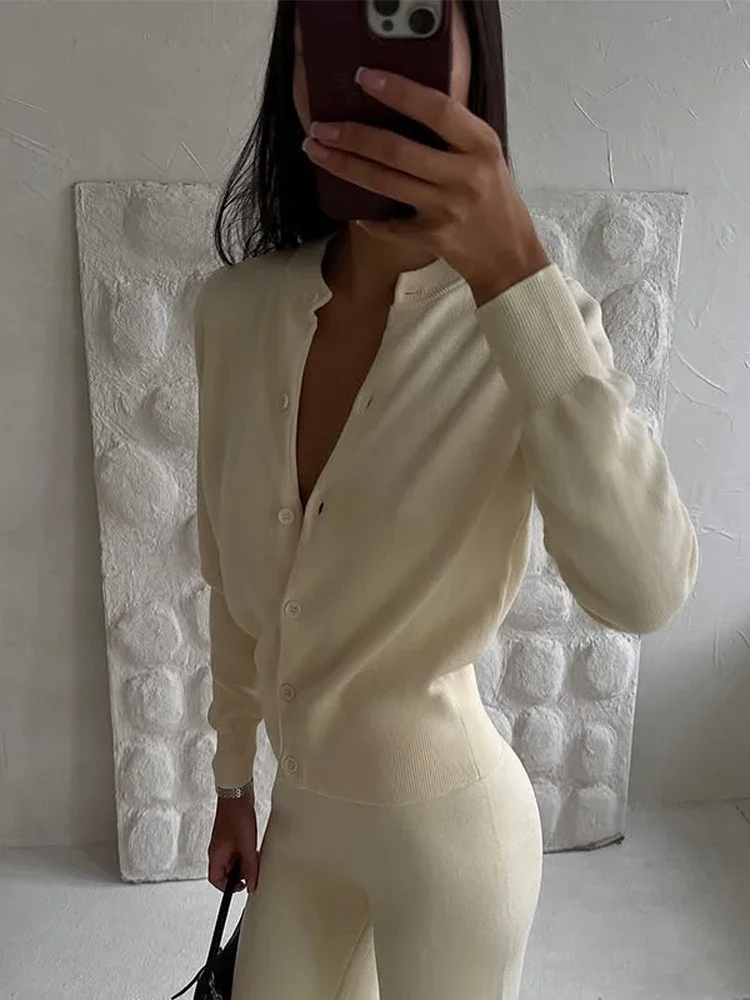 سيدة الصلبة سترة مشغولة من الصوف فستان أطفال مع سروال داخلي المرأة شيك كم طويل واحدة الصدر الجولة الرقبة وتتسابق 2025 جديد التنقل اليومي ملابس خارجية #3