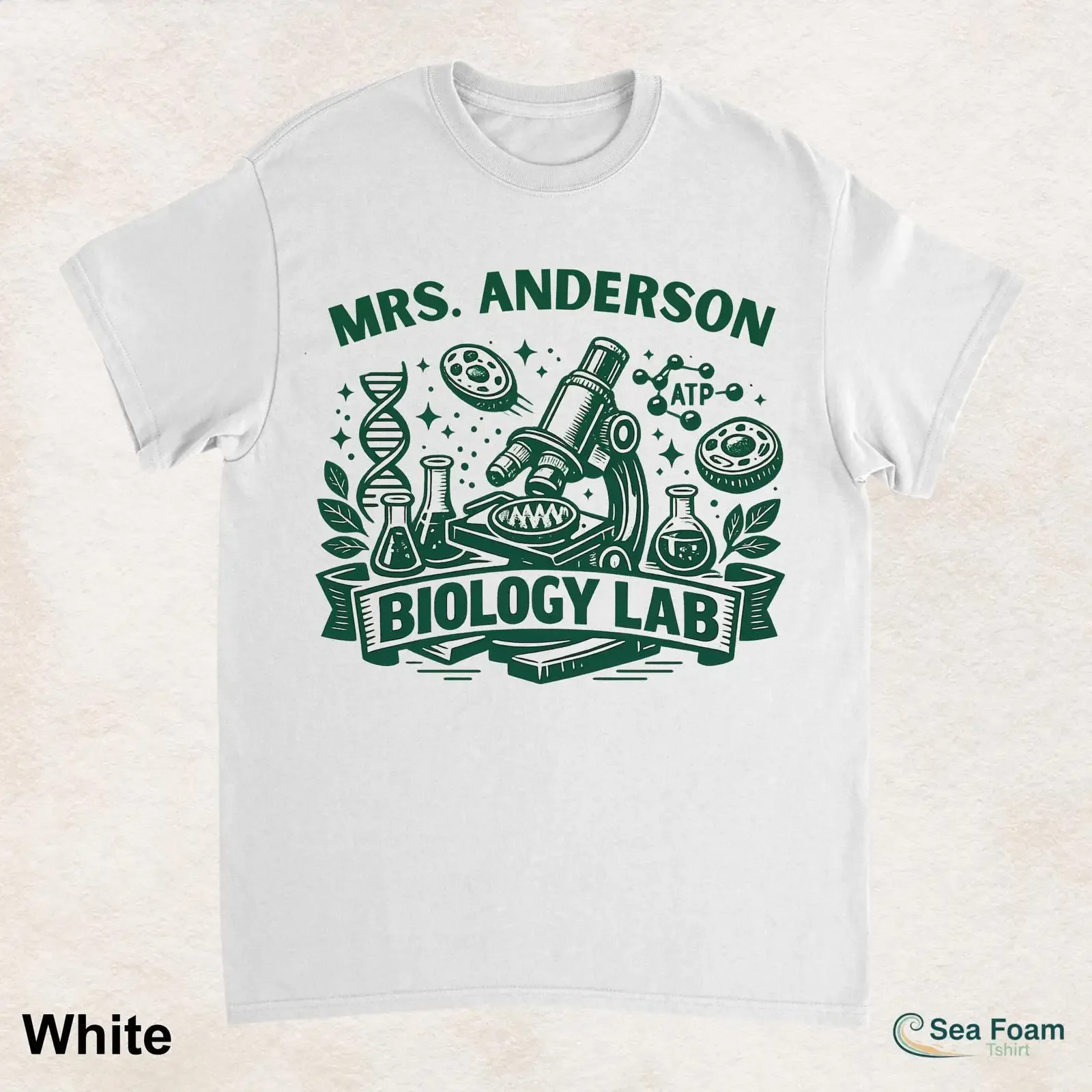 Personalized Custom Name Biology Lab T Shirt Microscope DNA Science Teacher STEM Educator Classroom vintage Washed fashion