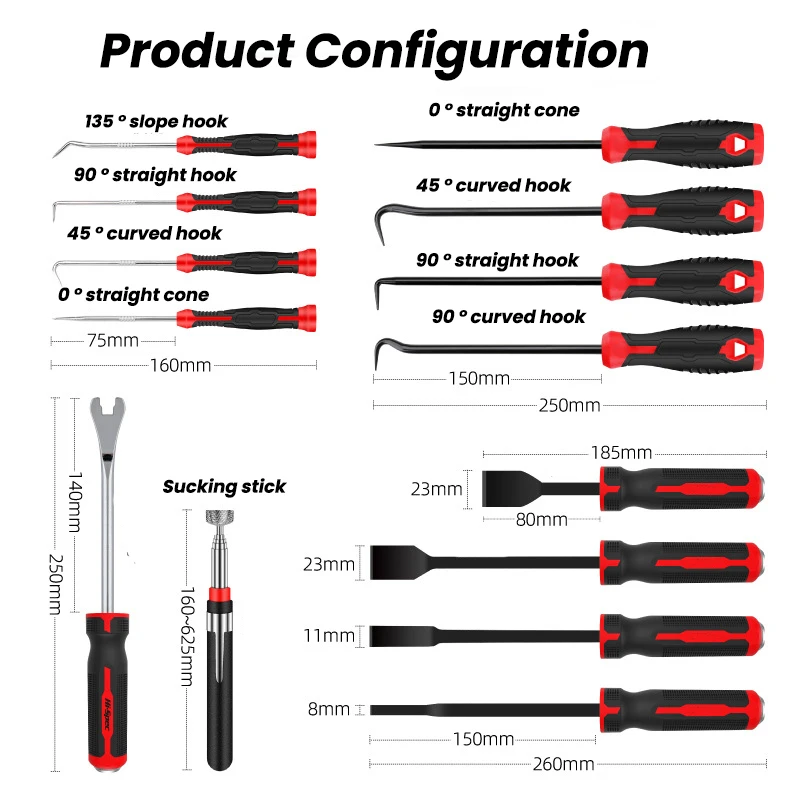 14Pcs Car Auto Vehicle Oil Seal Screwdrivers Set O-Ring Gasket Puller Remover Pick Hooks Multifunction Oil Seal Remover Tools