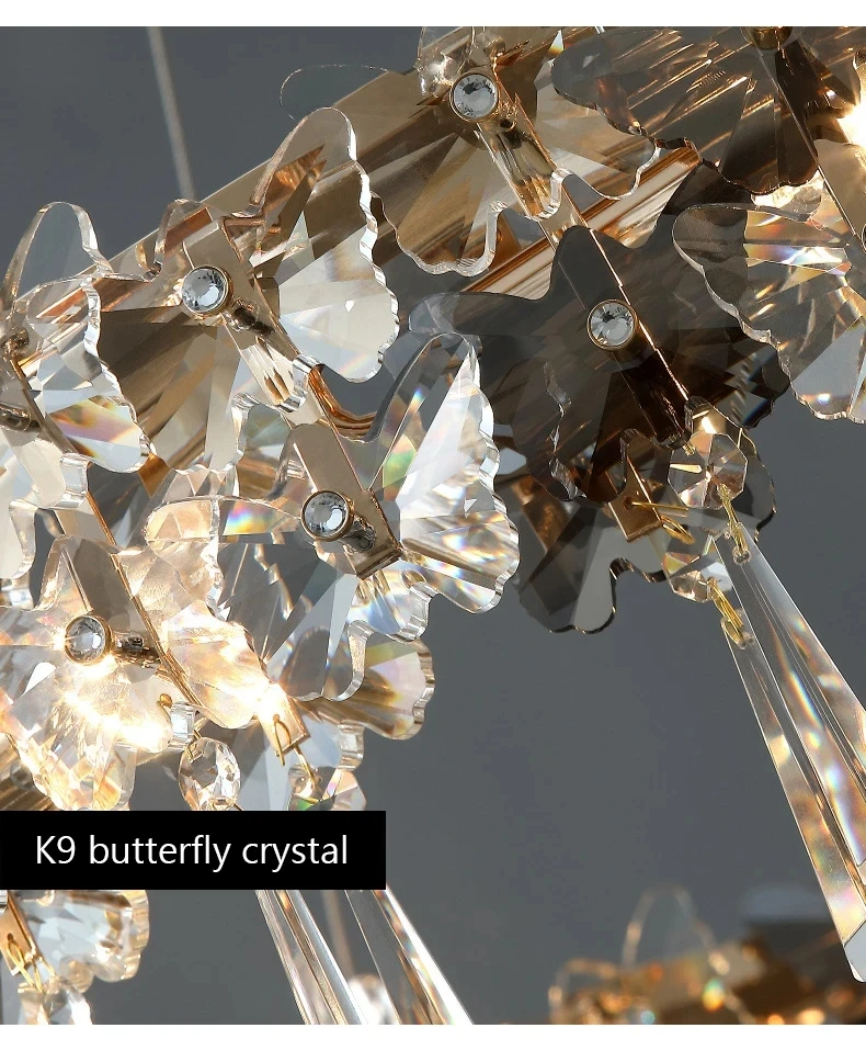 

Modern Luxury Butterfly Crystal Led Pendant Lights Lustre Bedroom Living Room Decor Hanging Light Fixture Indoor Lighting Lamp
