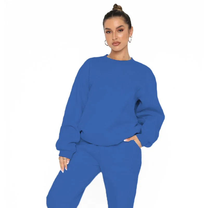 Ensemble 2 pièces sweat à capuche pour femme, sweat-shirt décontracté, couleur unie, mode coréenne, tenue de sport