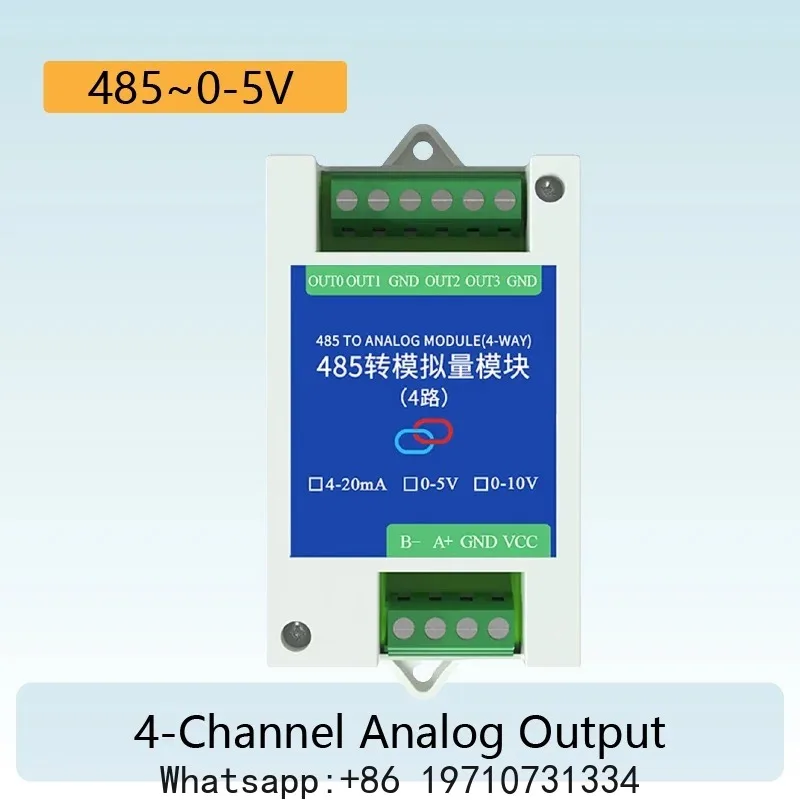 Modbus RTU RS485 to Analog Output Converter 2 Channel Module 4-20mA 0-5V 0-10V High Immunity for Industrial PLC Control