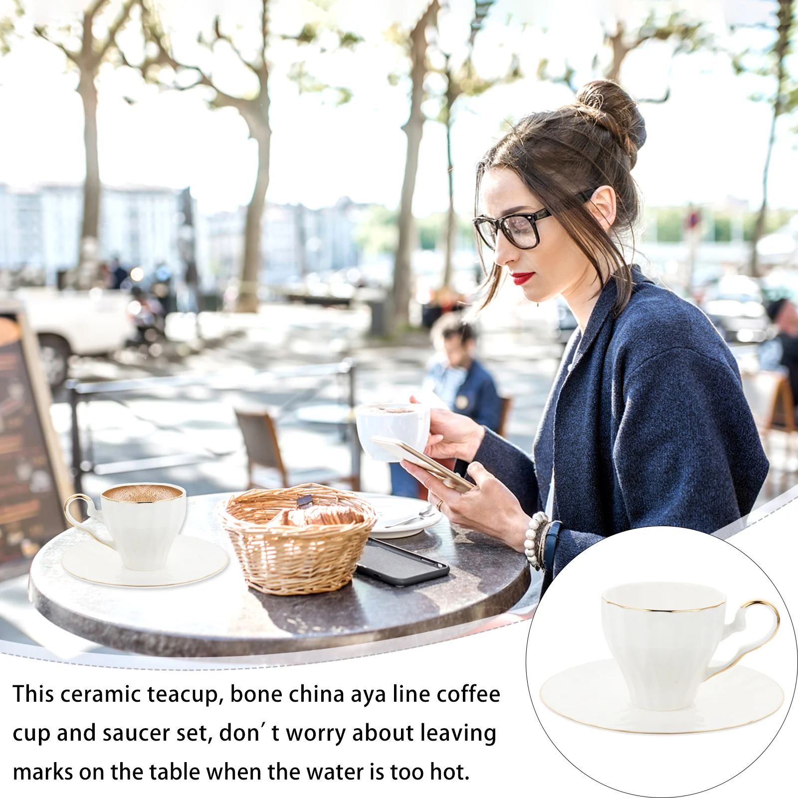 

Ceramics Coffee Cup and Saucer Set Modern Geometric Design for Tea Juice Milk Hot Chocolate Drinkware Gift Home Decoration