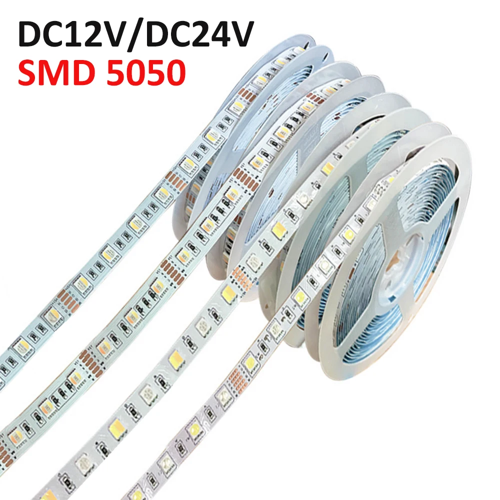 

12V 24V 5050 Led Strip Light RGBCCT RGBW RGBW RGB CCT White Warm White 60 LED/M Diode Tape 5m Flexible Led Lights for Home Decor