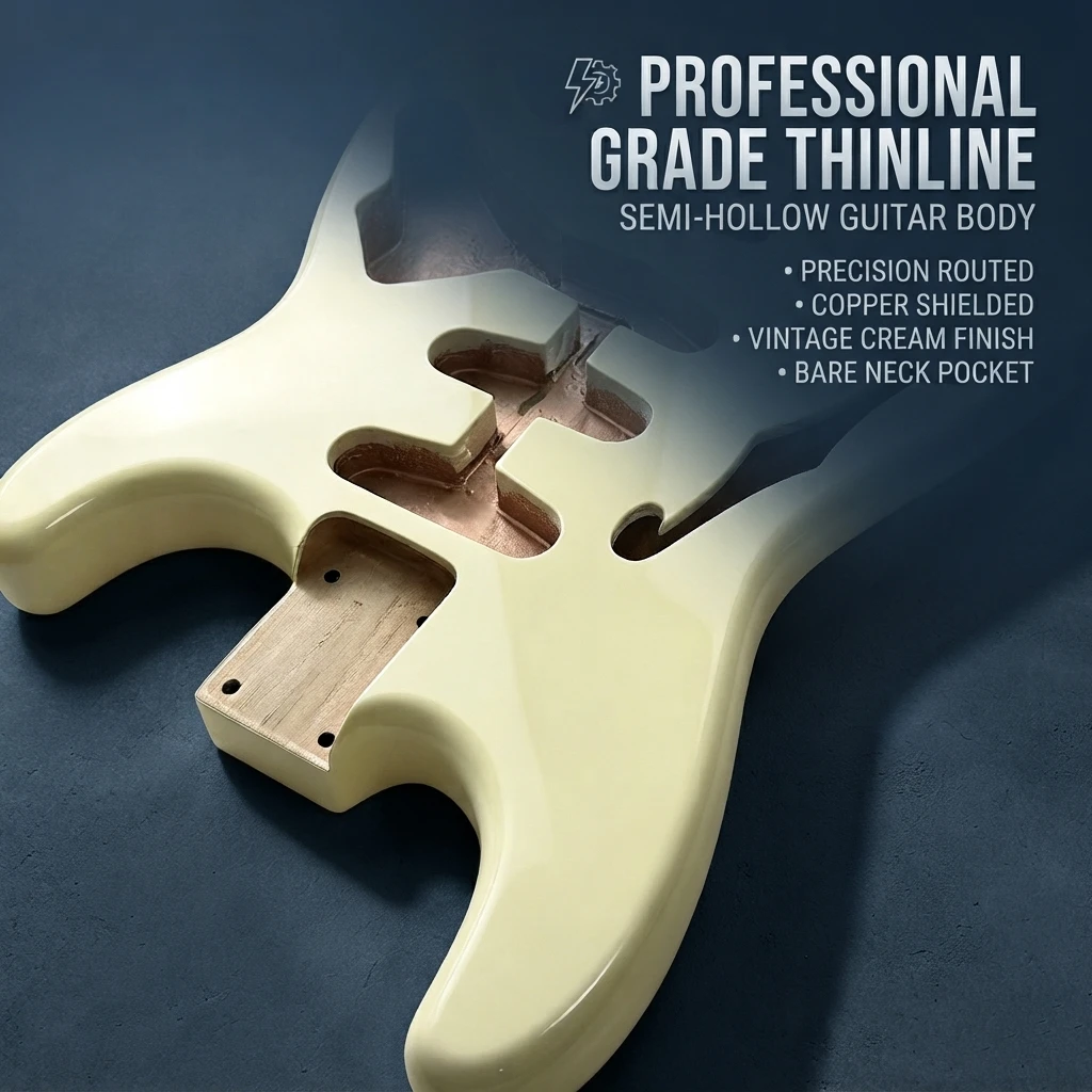 ST Thinline Semi Hollow Electric Guitar Body Vintage Cream Gloss Alder Wood Blank Guitar Body DIY Replacement Accessory For ST