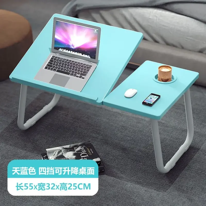 Folding Laptop Desk On The Bed 5 gear Lifting Adjustable Laptop Table with Cup Holder Simple Computer Desk For Working Reading