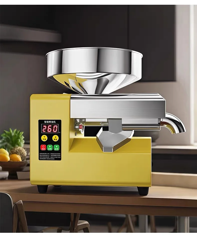 High-efficiency automatic commercial household new sesame soybean peanut hot and cold oil press 304 stainless steel 10-18 kg/h