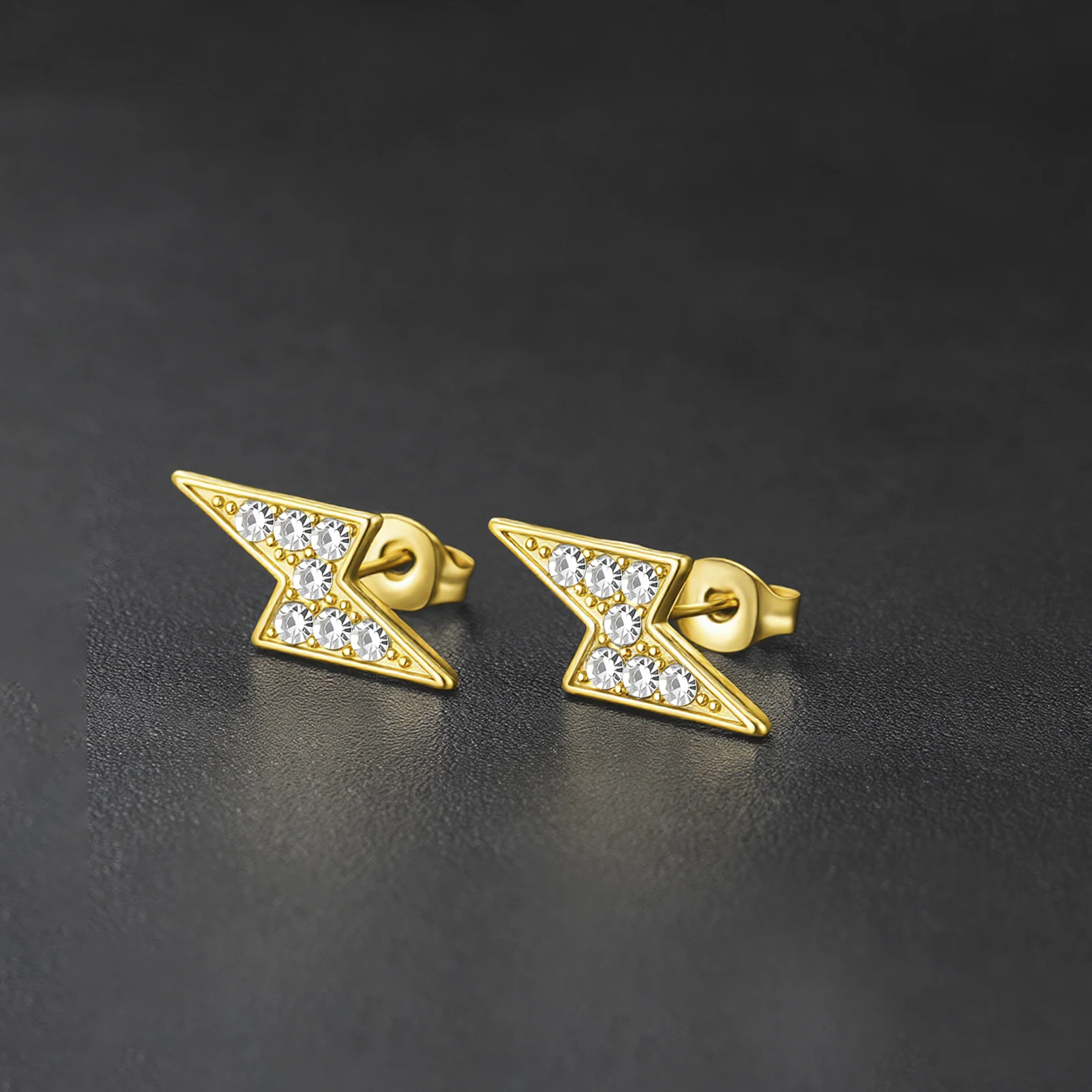 Eueavan 3D-Blitz-Strass-Ohrstecker, weiße Kristall-Donner-Ohrschmuck, Street-Edelstahl-Ohrringe, Geschenke, Großhandel – Detail 3
