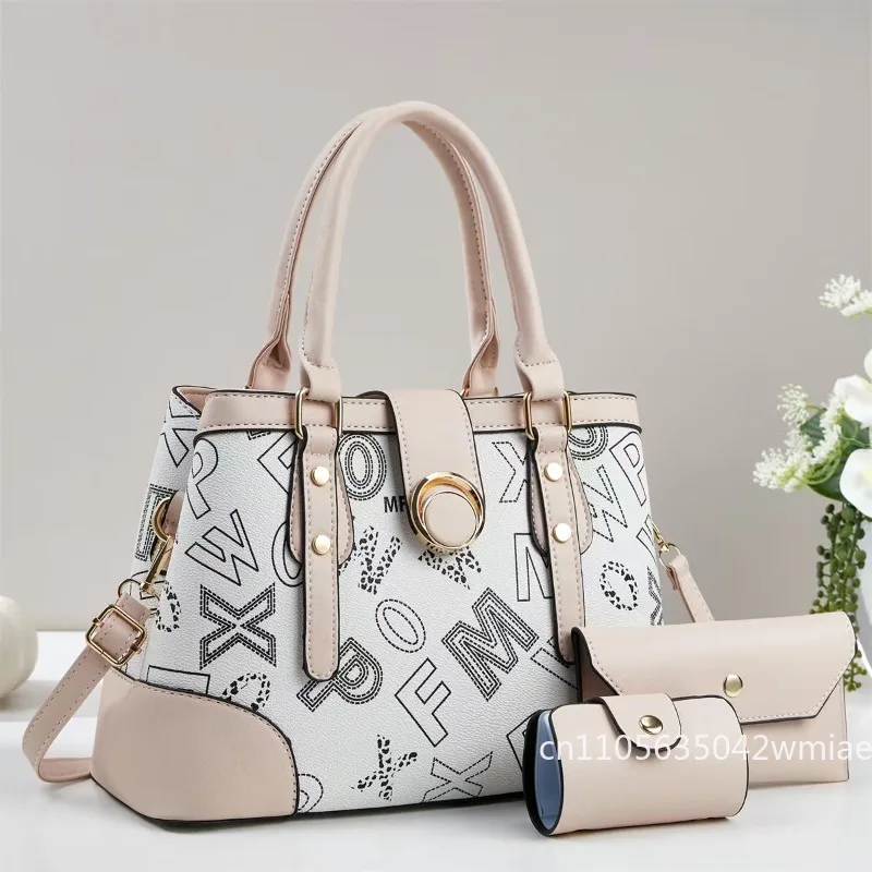 New Women's Handbag Fashion High Quality 3-Piece Commuter Mother and Child Bag Classic Versatile Large Capacity Mom Shopping Bag