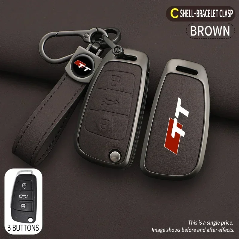 For Audi TT TTRS 8j 8n 8s mk1 mk2 mk3 S line Zinc Alloy Car Key Case Holder Shell Remote Control Protector Keychain Accessories