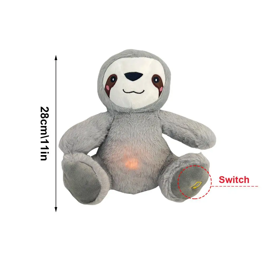 Lenitivo respirazione bradipo incandescente bambola di peluche musica lenitiva Baby Sleeping Companion Sound Light Early Education Doll