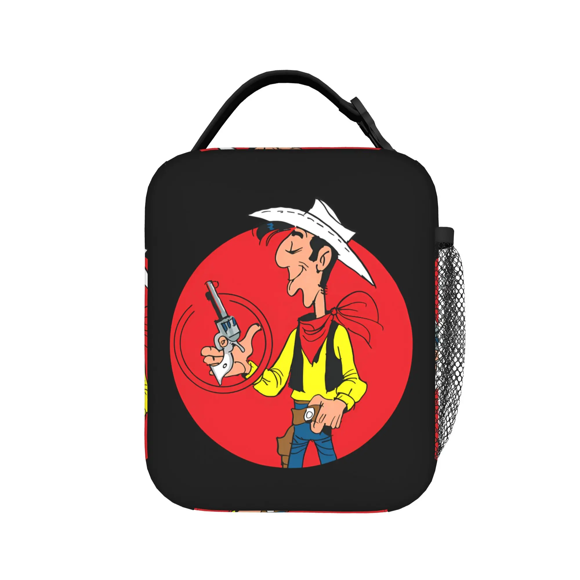 Bold Lucky Luke Red Circle Lunch Bag  Portable Lunch Box Adult Office Print Cooler Bag Fashion Oxford Thermal Lunch Bags
