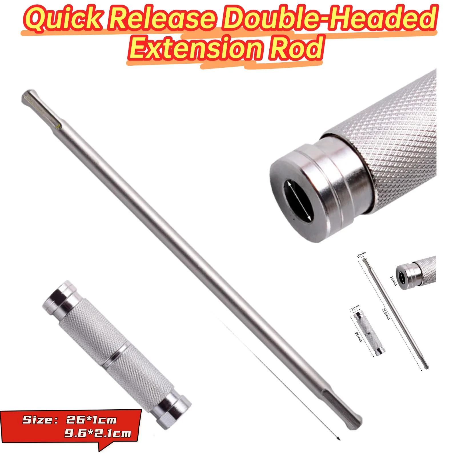 

26cm Multifunctional Drilling Extension Rod Electric Hammer Round Handle Double-Headed Round Shank Quick Release Extension Rod