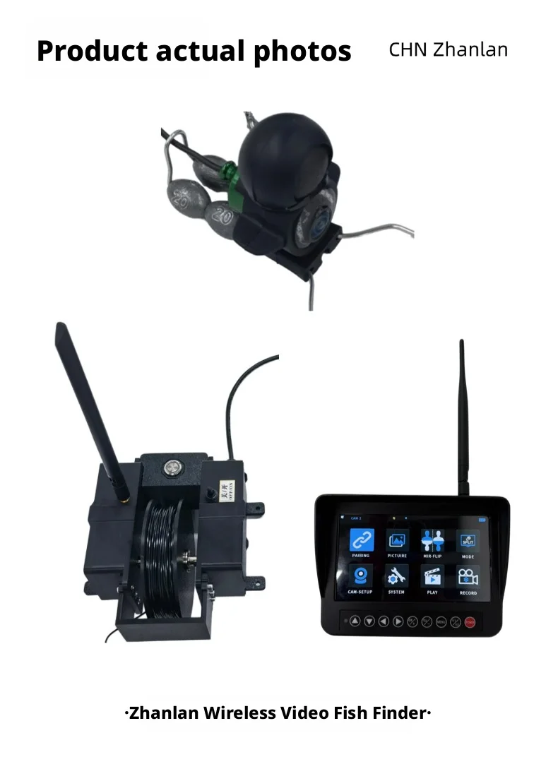 Vídeo sem fio 1080P Visão subaquática 30M Cable7 Display em tempo real 5,8G 500M Faixa sem fio