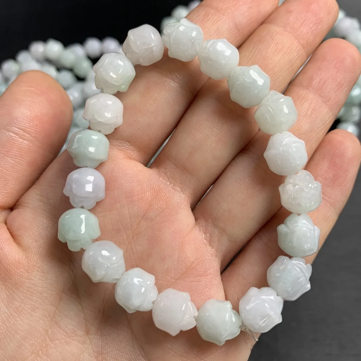 

Natural Myanmar Jadeite A-grade Bracelet Women's Rose Bead Charms Jewelry Drop Shipping
