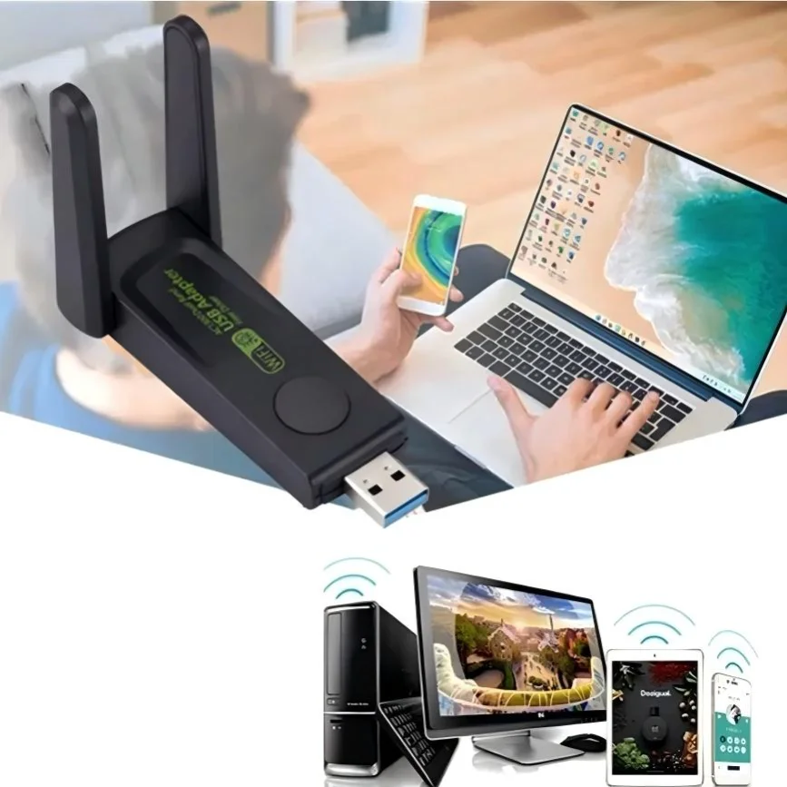 

2.4G/5G USB 3.0 WiFi Adapter Dual Band AC 600Mbps Wifi Wireless Network Card Dongle with High Gain Antenna for Laptop PC Desktop
