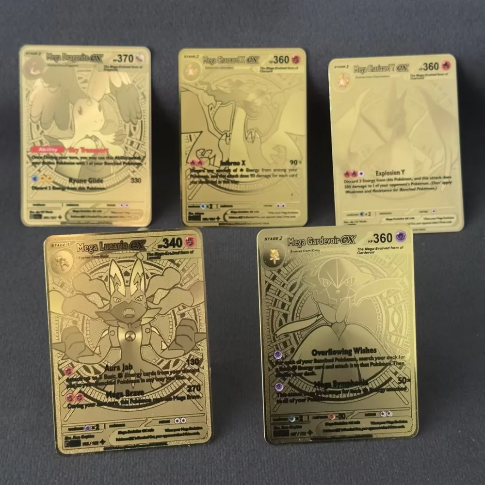 

Коллекционные металлические карты Покемон 2026: Мега Драгонайт, Чаризард EX MEGA EN 130/094, 295/217, Гиперредкие, PTCG, Коллекционные карточки, Игрушки