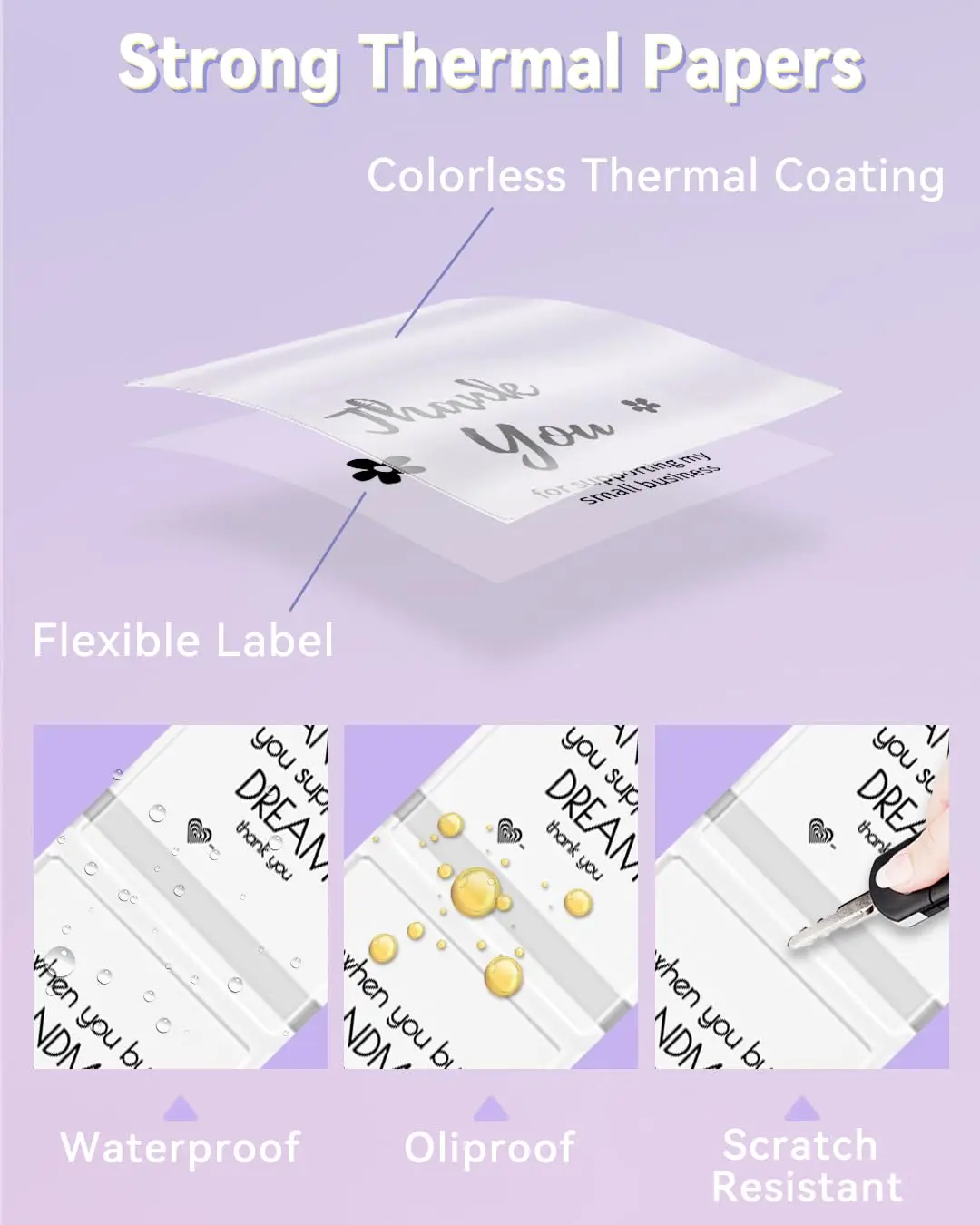 Phomemo 3 Rolls Thermal Clear Label M110/M221/M220/M120/M200 Transparent Thermal Paper 40x30mm Sticker Label for Logo/Barcode