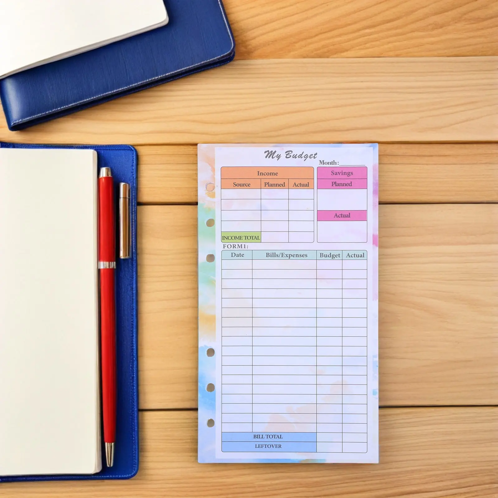 28Sheets A6 Budget Binder Inserts 6-Hole Punched Refillable Planner Paper Thick Ink-Bleed Resistant for Household Savings