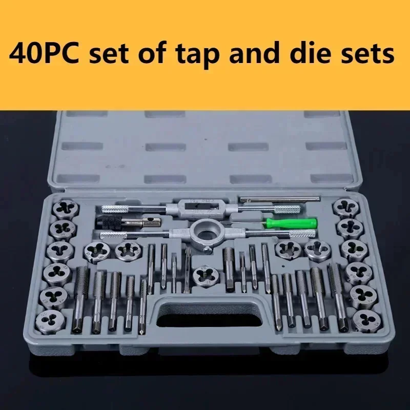 Tap And Die Set M25 Die Rack Wrench M3-M12 Thread Tap Twisted Plate 1/2 40PC Bearing Steel Metric Thread Tap Set Complete Set