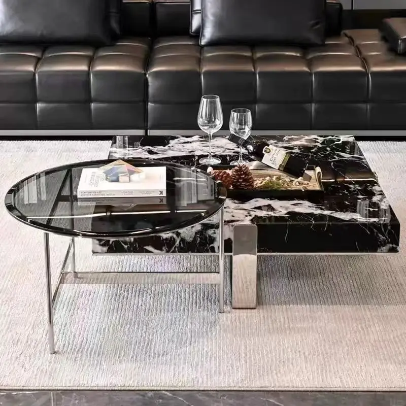 

￥%Rectangle Italian Luxury Marble Coffee Table Natural Luxury Marble Elegant Design Center Coffee Table for Villa Home