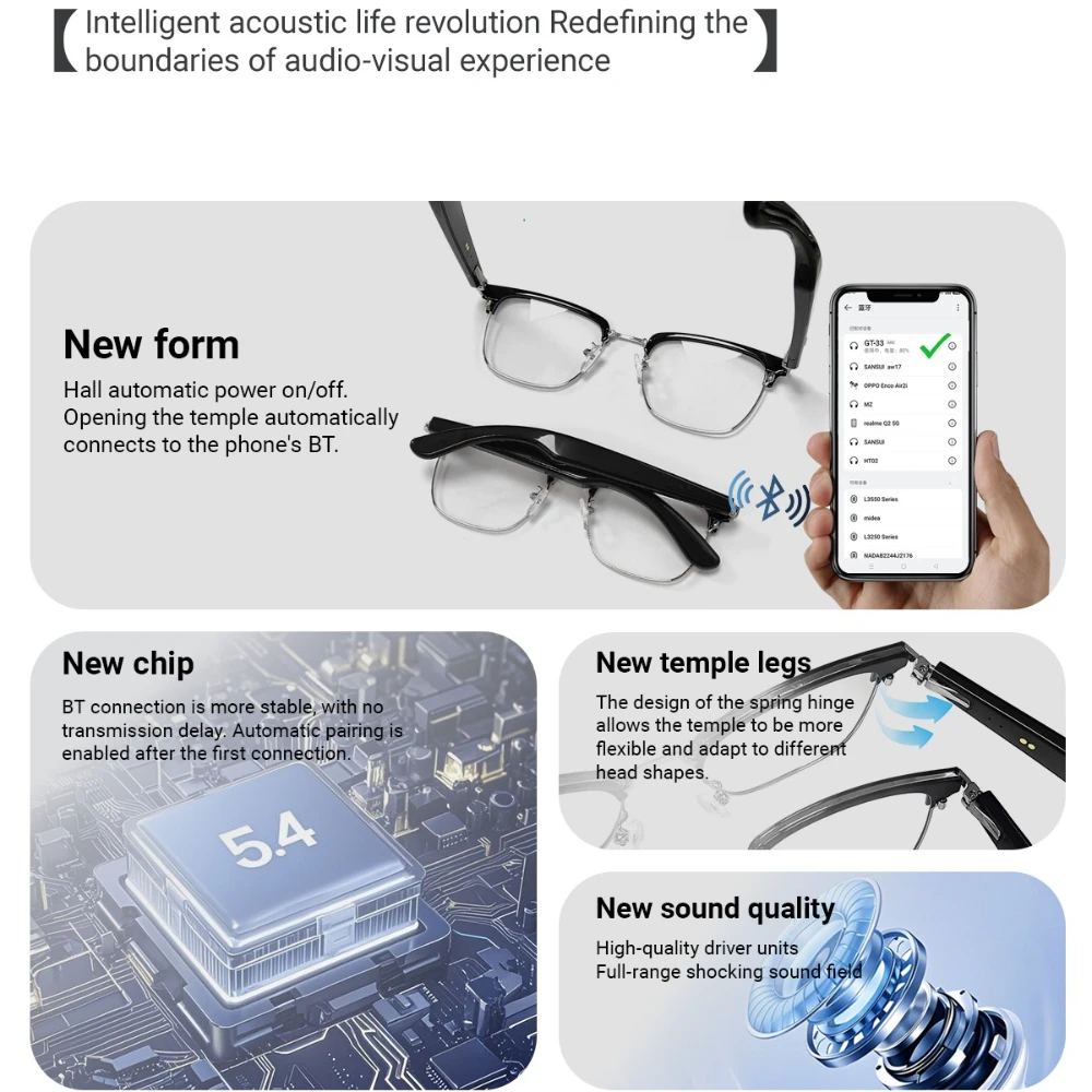 GT-33 النظارات الذكية المضادة للضوء الأزرق النظارات الشمسية ترجمة صوت التحكم عن بعد الموسيقى نظارات نظارات مقاومة للماء #3