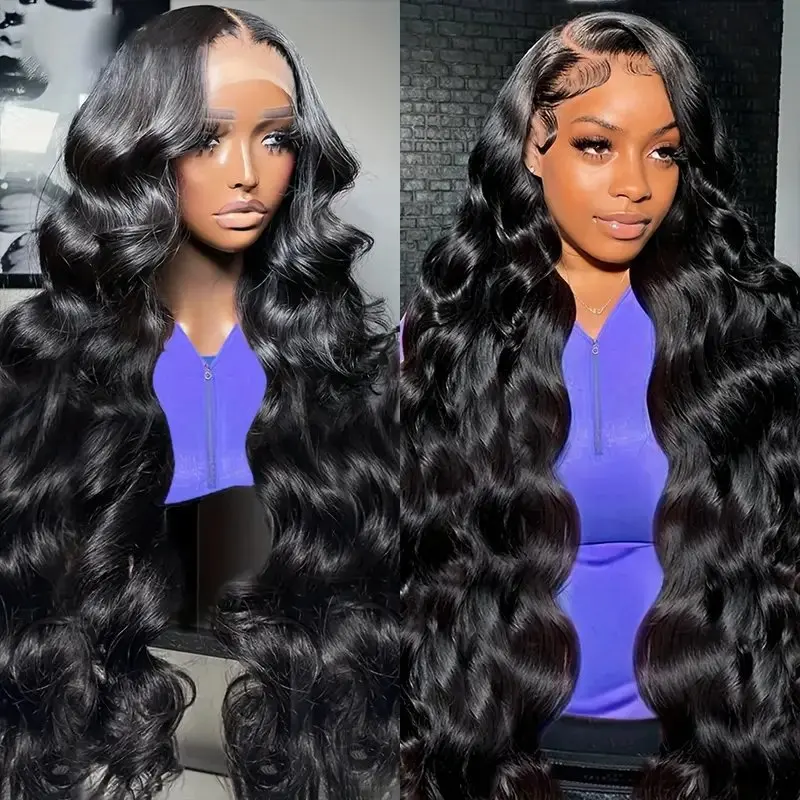 13x4 HD Lace Natural Black 22 Inches 13x6 Front Water Wave Frontal Glueless Body Wave Pre-Plucked For Women Human Hair Wigs