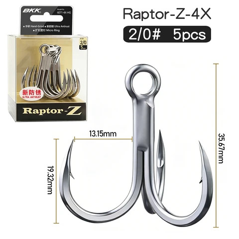 Рыболовные крючки BKK Raptor-Z 6071, усиленные в 4 раза, с ручной заточкой, новое антикоррозийное покрытие, технология Micro Ring, для морской и пресной воды