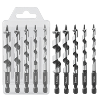HEDA 5Pcs 5/6/8/10/12mm Woodworking Ship Auger Drill Bits 1/4'' Hex Qucik Change Shank HCS For Soft Hard Wood Hole Saw