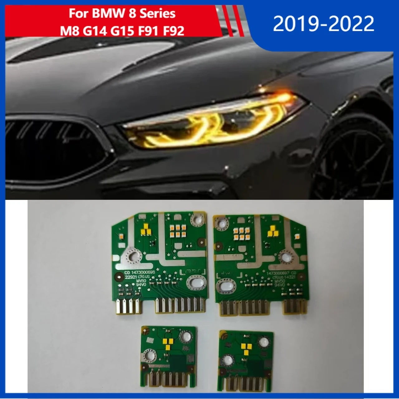 

For BMW 8 Series M8 G14 G15 F91 F92 840i 2019-2022 USA EU Version White Yellow Angel Eye DRL chip Modules Daytime Running Light