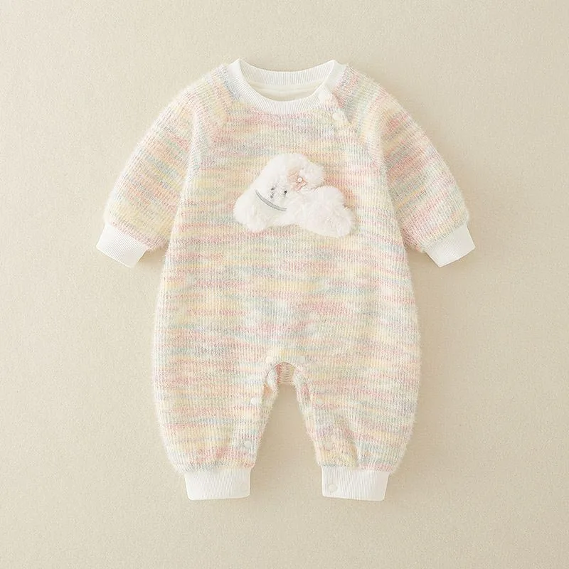 الشتاء الوليد الاطفال محبوك بذلة سميكة تسلق رومبير طفل الفتيان الفتيات بلون عادية الخريف الشتاء ملابس الطفل