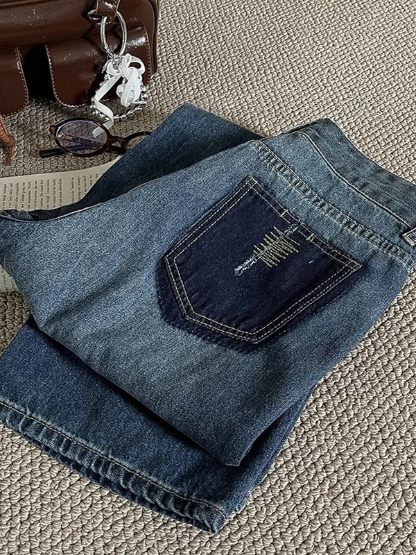 

Retro Waed Men's Jeans Spring Design Loose Wide Leg High Street Trendy Straight Long Pants Casual Youth Faion Spring Autumn