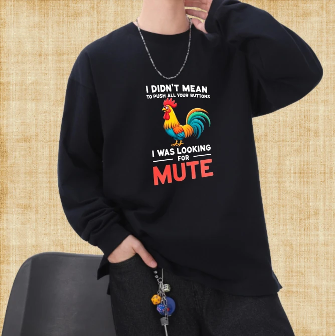 

Футболка для мужчин осенняя готическая Y2k с длинными рукавами и графическим рисунком Rooster Mute Harajuku Bsketball Футболка с принтом Спортивная мужская базовая футболка