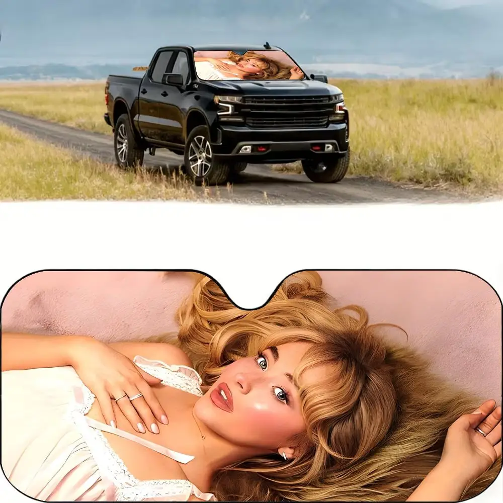 

Sabrina Carpenter Sun Visor Reusable Aluminum Foil UV Protector Heat Three-layer Insulation Windshield Sunshades