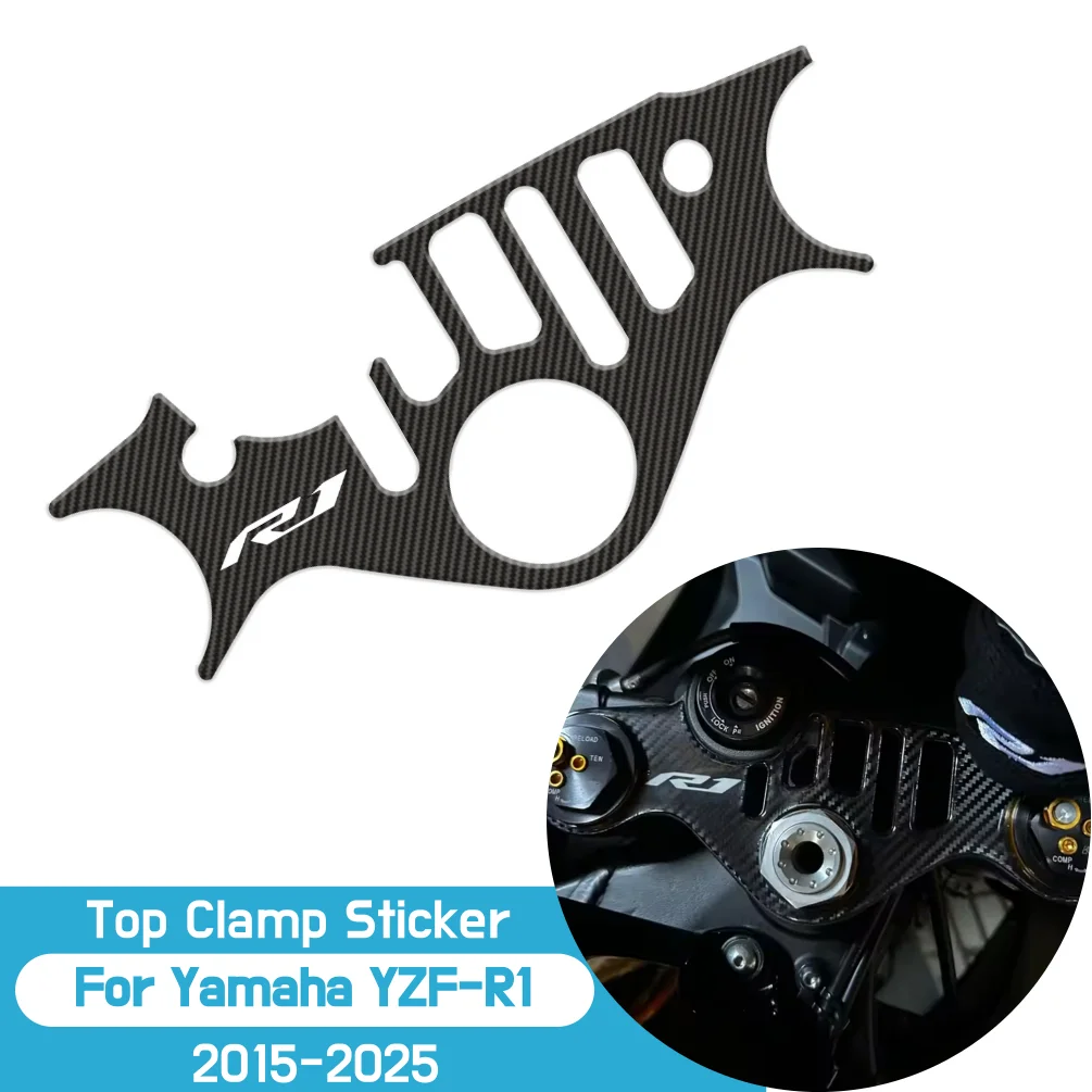 

YZF R1 наклейки с карбоновым эффектом для Yamaha YZF-R1 2015-2025 YZFR1 верхний тройной зажим, наклейка на корпус, аксессуары для мотоциклов