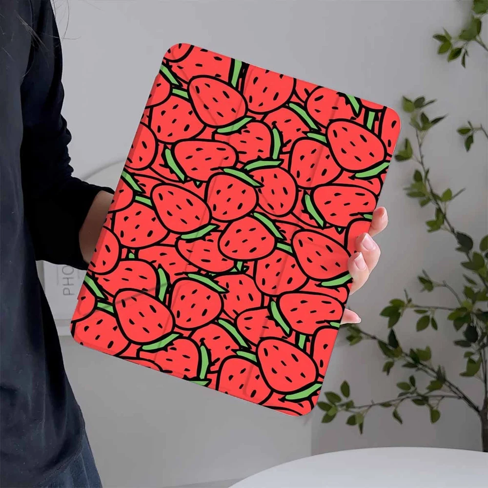 Strawberry Patch For Samsung Galaxy Tab A8 A9 A11 S6 S7 S8 S9 S10 FE Plus Lite Protective With Pen Slot Tablet Case