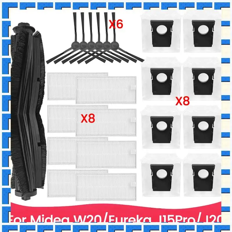 

ABNG 23PCS Brush And Filter Dust Bag Kit For Midea W20 For Eureka J15pro J20 Vacuum Cleaner Accessories Replacement Parts