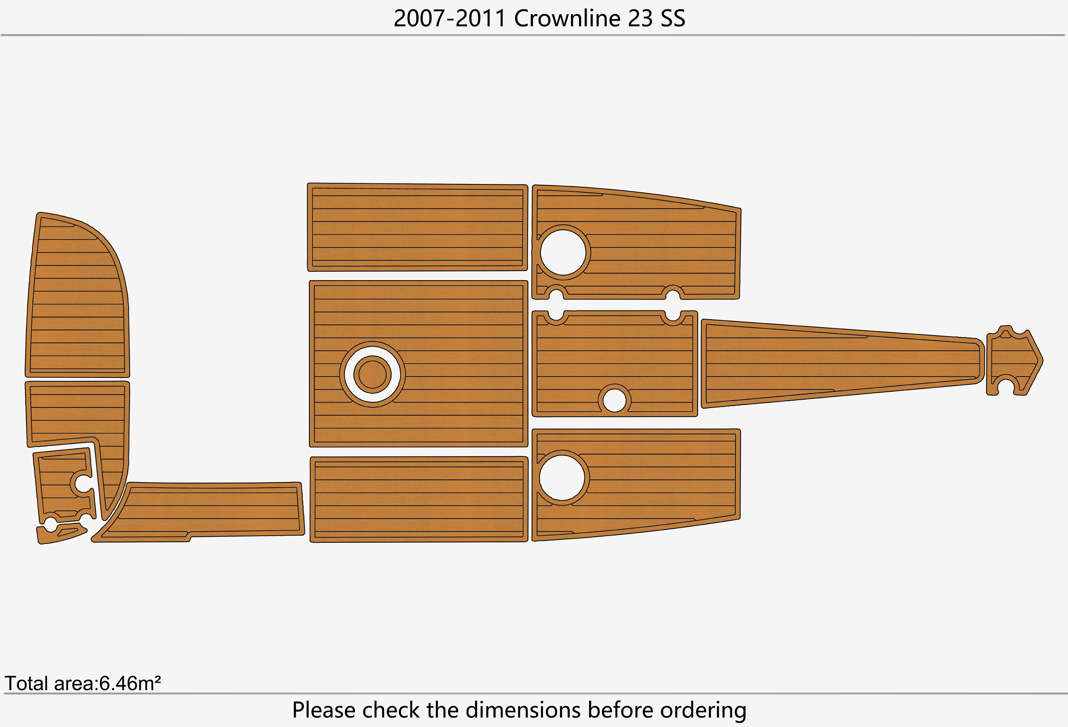 Eva foam Fuax teak seadek marine floor For 2007-2011 Crownline 23 SS Cockpit Swim platform bow 1/4