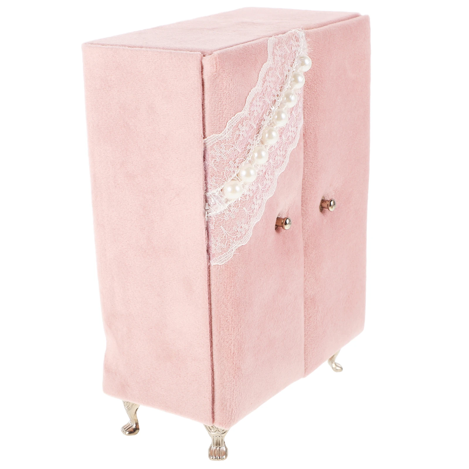 

Elegant Pearl Lace Pink Flannel Jewelry Box Storage for Rings Necklaces Compact Soft Material Wedding Ceremony Travel Organizer